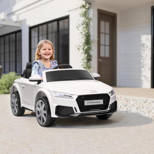 Coche Eléctrico para Niños de 3+ Años Audi TT Eléctrico 12V con Velocidad 3 km/h Mando a Distancia 102x60x44 cm Blanco