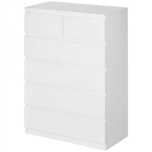 Cómoda con 6 Cajones Cajonera de Madera de Estilo Moderno para Dormitorio Entrada Salón 80x39x115 cm Blanco [8]