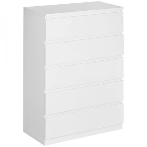 Cómoda con 6 Cajones Cajonera de Madera de Estilo Moderno para Dormitorio Entrada Salón 80x39x115 cm Blanco [9]