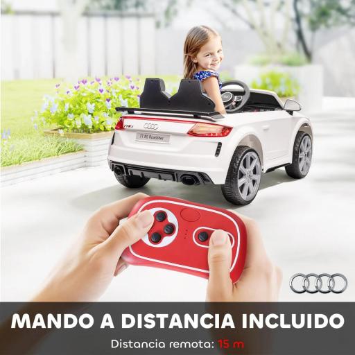 Coche Eléctrico para Niños de 3+ Años Audi TT Eléctrico 12V con Velocidad 3 km/h Mando a Distancia 102x60x44 cm Blanco [3]
