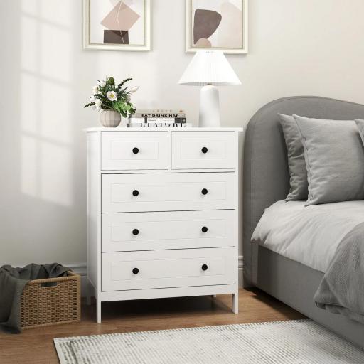 Cómoda con 5 Cajones Sifonier de Dormitorio para Salón Oficina Estudio Estilo Moderno 74x40x91 cm [0]