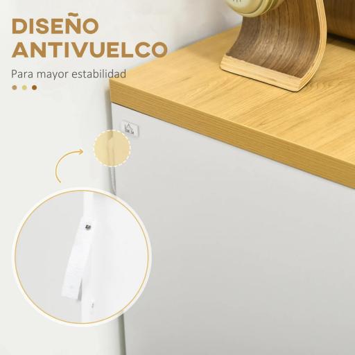 Cómoda con 3 Cajones Cómoda Dormitorio sin Tiradores Cajonera para Salón Oficina Estilo Moderno 70x37x75 cm Blanco [4]