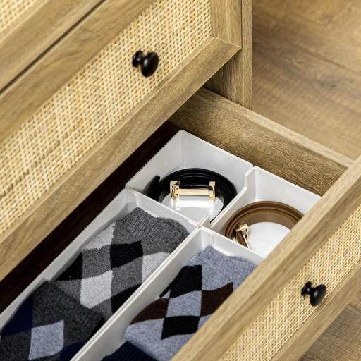 Cómoda con 3 Cajones Cajonera de Madera con Frontales de Ratán Estilo Cannage para Dormitorio 80x35x76 cm Natural [7]