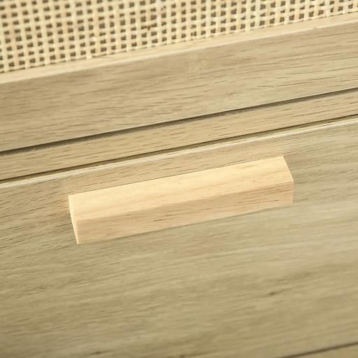 Cómoda con 3 Cajones de Rejilla de Ratán Cajonera de Madera para Dormitorio Estilo Cannage Bohemio 60x38x69 cm Natural [6]