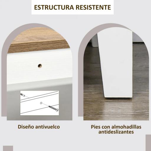 Aparador de Salón Armario Almacenaje de Madera con 2 Puertas Cajón y Estante Ajustable 76,6x35x81,5 cm Blanco y Marrón [5]