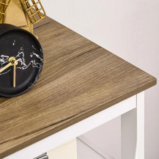 Aparador de Salón Armario Almacenaje de Madera con 2 Puertas Cajón y Estante Ajustable 76,6x35x81,5 cm Blanco y Marrón [7]