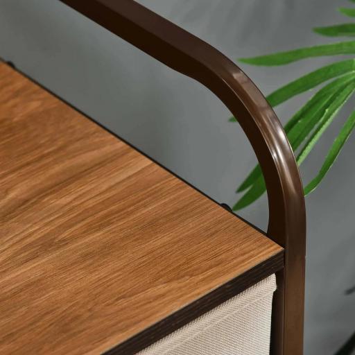 Cómoda para Dormitorio con 5 Cajones Plegables Parte Superior de Madera y Marco Metálico 58x29x99 cm Multicolor [7]