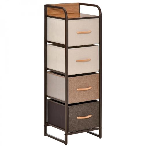 Cómoda para Dormitorio con 4 Cajones Plegables Parte Superior de Madera y Marco Metálico 31x29x99 cm Multicolor [9]