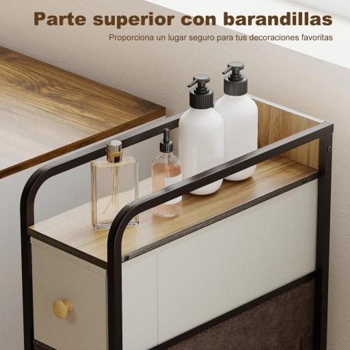 Cómoda con 4 Cajones de Tela Marco de Acero Cómoda para Dormitorio para Espacios Pequeños Salón Vestidor Multicolor [2]