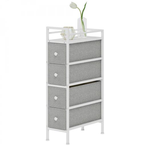 Cómoda con 4 Cajones de Tela Marco de Acero Cómoda para Dormitorio para Espacios Pequeños Salón Vestidor Gris Claro [8]