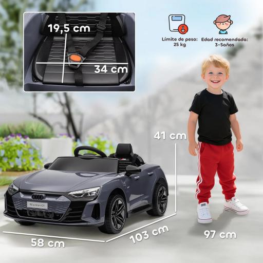 Coche Eléctrico para Niños de +3 Años AUDI RS e-tron GT Coche de Batería con Mando a Distancia 103x58x41 cm Gris [2]