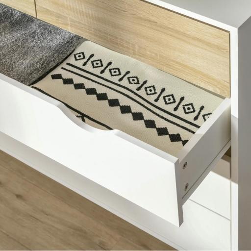 Cómoda para Dormitorio con 5 Cajones Patas Elevadas de Madera para Salón Oficina 99x39x101 cm Blanco y Roble [5]