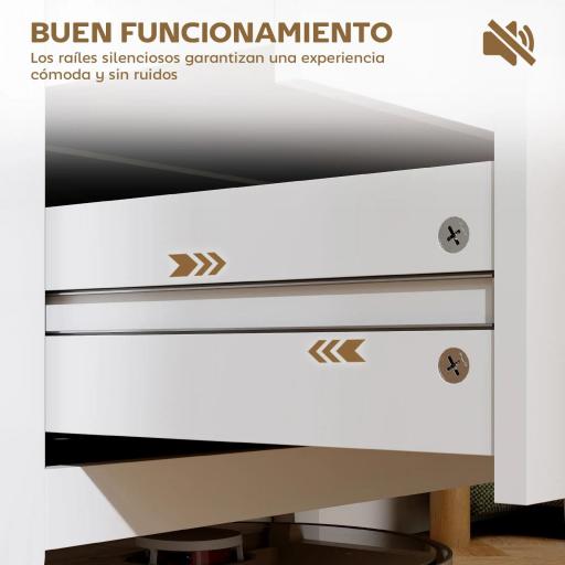 Cómoda para Dormitorio con 3 Cajones Tiradores de PU Cajonera para Salón Pasillo 80x40x78,5 cm Blanco [5]