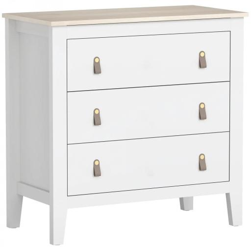 Cómoda para Dormitorio con 3 Cajones Tiradores de PU Cajonera para Salón Pasillo 80x40x78,5 cm Blanco [8]