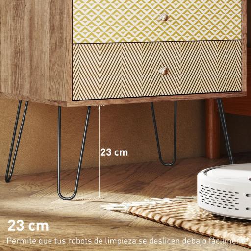 Cómoda con 4 Cajones Patas de Horquilla de Acero Estilo Bohemio 60x39x86 cm Multicolor [5]