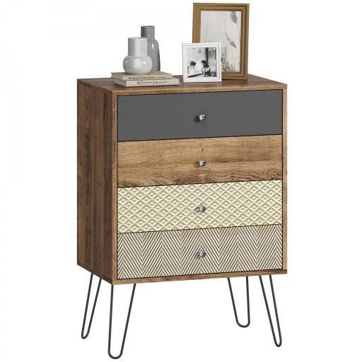 Cómoda con 4 Cajones Patas de Horquilla de Acero Estilo Bohemio 60x39x86 cm Multicolor [9]