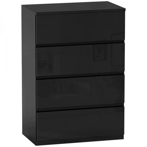 Cómoda con 4 Cajones Cajonera de Estilo Moderno para Dormitorio Entrada Salón 55x34x80 cm Negro [8]