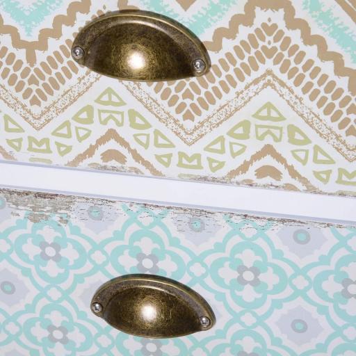 Sifonier con 5 Cajones con Frontales Estampados y Tiradores Vintage Mueble Cajonera para Salón 46x34x97,5 cm Multicolor [6]