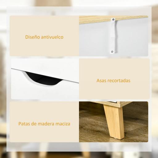 Cajonera con 3 Cajones y Base Elevada para Dormitorio Salón Pasillo de Estilo Moderno 40x35x68,5 cm Natural [6]