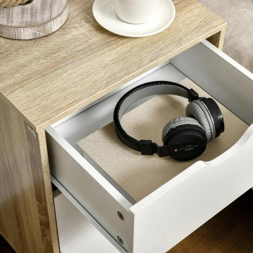 Cajonera con 3 Cajones y Base Elevada para Dormitorio Salón Pasillo de Estilo Moderno 40x35x68,5 cm Natural [7]