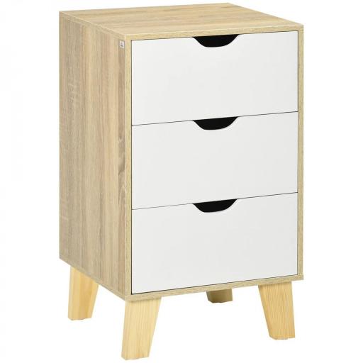 Cajonera con 3 Cajones y Base Elevada para Dormitorio Salón Pasillo de Estilo Moderno 40x35x68,5 cm Natural [10]