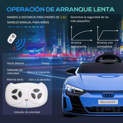 Coche Eléctrico para Niños de +3 Años AUDI RS e-tron GT Coche de Batería con Mando a Distancia 103x58x41 cm Azul [3]