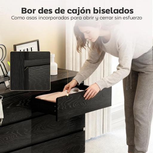 Cómoda Dormitorio con 6 Cajones Cajonera para Salón Oficina Estilo Moderno 140x40x71 cm Negro Veteado [1]