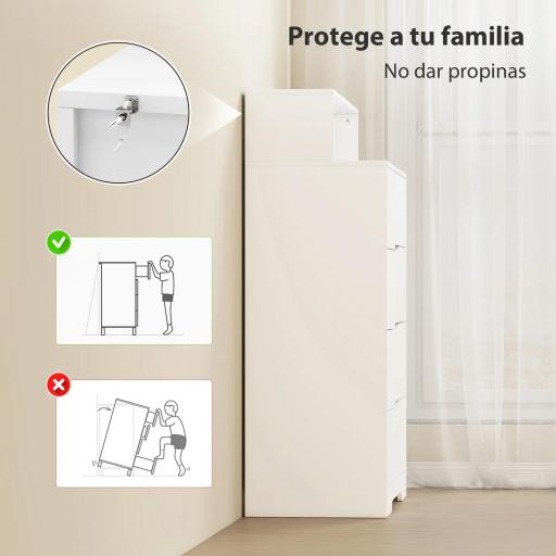 Cómoda para Dormitorio de 4 Cajones con Estación de Carga Puerto USB Puerto USB-C Estante Abierto 80x40x120 cm Blanco [4]