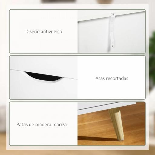 Cómoda con 6 Cajones Cajonera para Dormitorio Salón Estudio Estilo Moderno 120x40x76 cm Blanco [2]