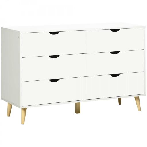 Cómoda con 6 Cajones Cajonera para Dormitorio Salón Estudio Estilo Moderno 120x40x76 cm Blanco [8]