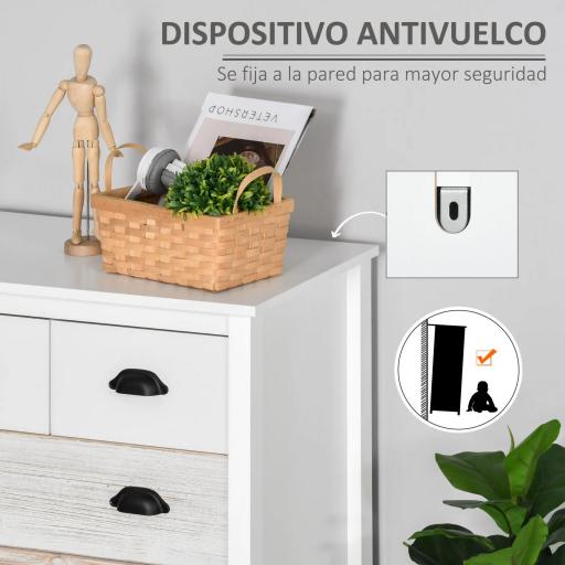 Cómoda con 5 Cajones Cómoda para Dormitorio Moderno con Diseño Anti-vuelco 70x38x85 cm Blanco [5]