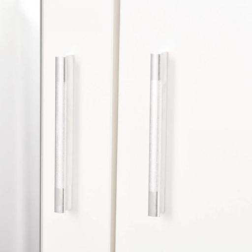 Armario Ropero de 2 Puertas con Espejo 3 Cajones Estantes Ajustables y Barra para Colgar Incluida 80x50x180 cm Blanco [2]