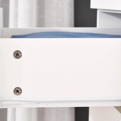 Armario Ropero de 2 Puertas con Espejo 3 Cajones Estantes Ajustables y Barra para Colgar Incluida 80x50x180 cm Blanco [7]