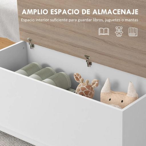 Arcón de Almacenamiento con Tapa Carga Máx. 120 kg para Dormitorio Salón 100x40x40 cm Natural y Blanco [3]