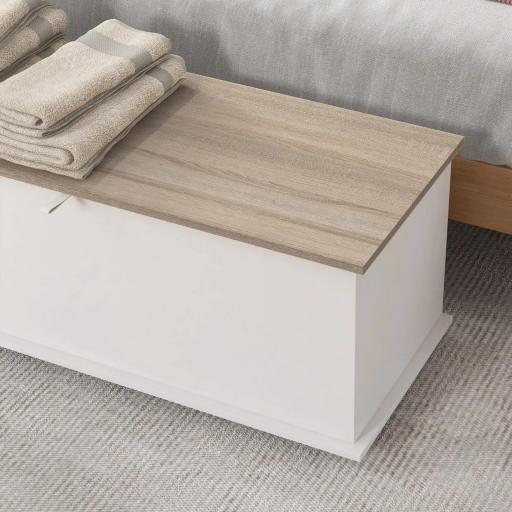 Arcón de Almacenamiento con Tapa Carga Máx. 120 kg para Dormitorio Salón 100x40x40 cm Natural y Blanco [6]