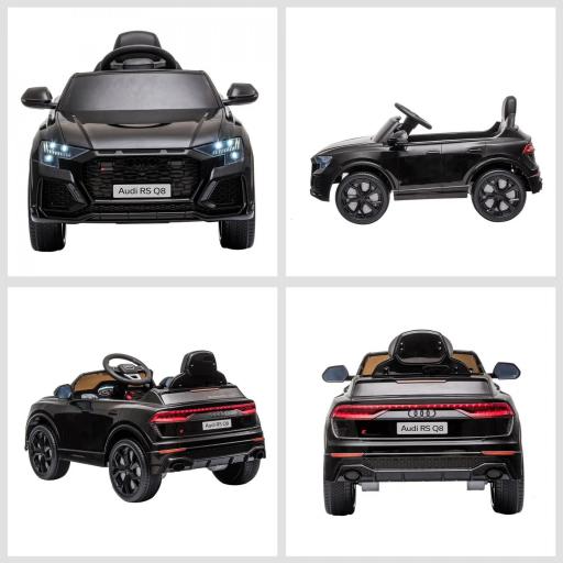 Coche Eléctrico Infantil +3 Años Licencia Audi RS Q8 con Batería 6V 2 Motores Mando a Distancia Música Bocina y Luces Velocidad Máx. 3km/h 101x62x51 cm Negro [7]