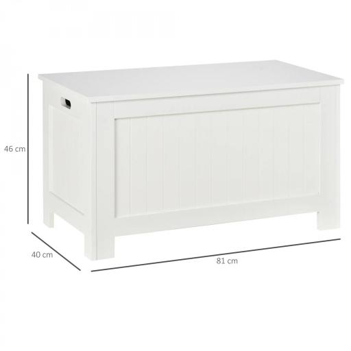 Baúl de Almacenaje con Tapa Baúl de Almacenaje Versátil con Bisagra de Seguridad para Pasillo Salón 81x40x46 cm Blanco [3]
