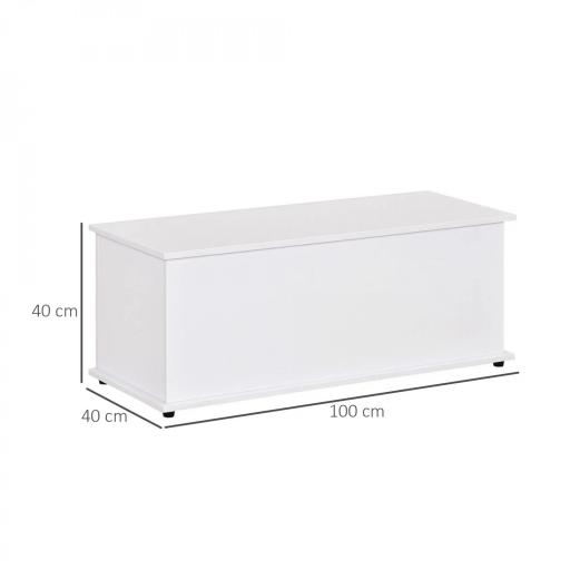 Baúl de Almacenamiento de Madera Taburete para Almacenaje con Tapa para Dormitorio Salón Carga Max. 120 kg 100x40x40 cm Blanco [1]