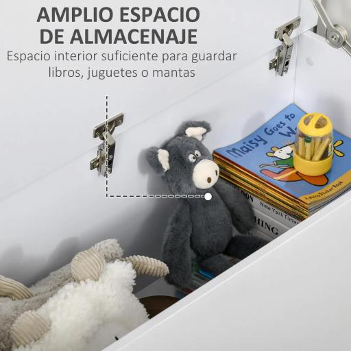 Baúl de Almacenamiento de Madera Taburete para Almacenaje con Tapa para Dormitorio Salón Carga Max. 120 kg 100x40x40 cm Blanco [2]