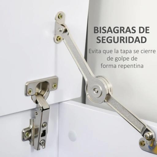 Baúl de Almacenamiento de Madera Taburete para Almacenaje con Tapa para Dormitorio Salón Carga Max. 120 kg 100x40x40 cm Blanco [4]