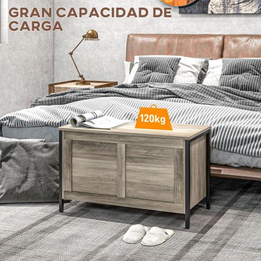 Baúl de Almacenaje para Dormitorio 95 L con Tapa Banco de Almacenaje con Bisagra de Seguridad 80x40x50 cm Grisáceo [5]