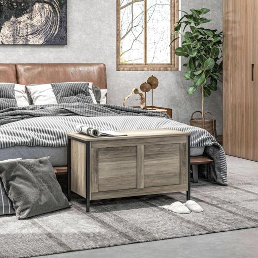 Baúl de Almacenaje para Dormitorio 95 L con Tapa Banco de Almacenaje con Bisagra de Seguridad 80x40x50 cm Grisáceo [7]