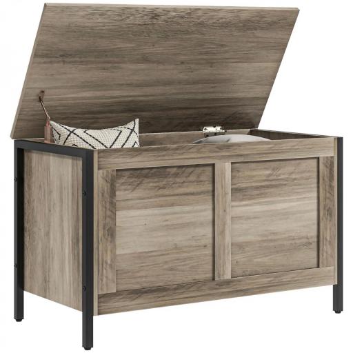 Baúl de Almacenaje para Dormitorio 95 L con Tapa Banco de Almacenaje con Bisagra de Seguridad 80x40x50 cm Grisáceo [8]