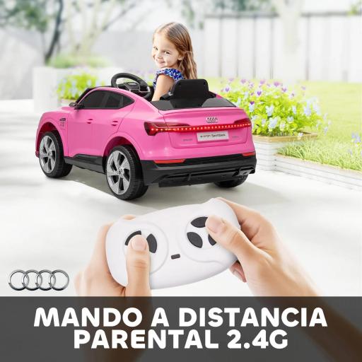 Coche de Batería para Niños 12V Audi E-tron con Mando a Distancia Faros Bocina Música Velocidad 3-5 km/h Rosa [3]