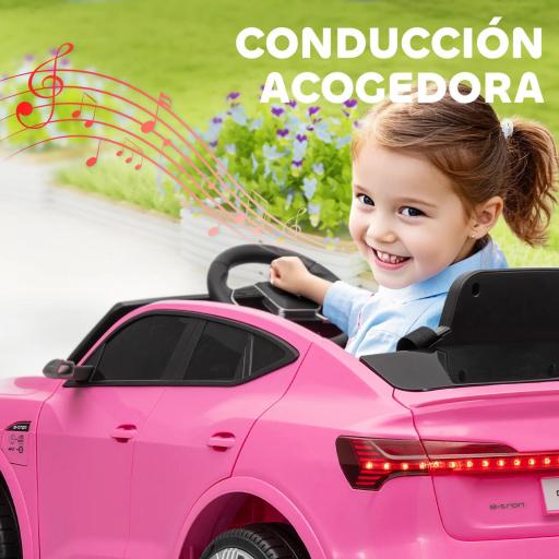 Coche de Batería para Niños 12V Audi E-tron con Mando a Distancia Faros Bocina Música Velocidad 3-5 km/h Rosa [7]