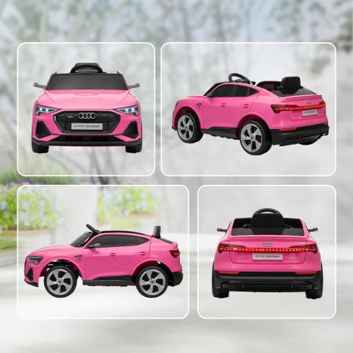 Coche de Batería para Niños 12V Audi E-tron con Mando a Distancia Faros Bocina Música Velocidad 3-5 km/h Rosa [5]