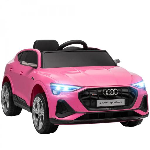 Coche de Batería para Niños 12V Audi E-tron con Mando a Distancia Faros Bocina Música Velocidad 3-5 km/h Rosa [8]