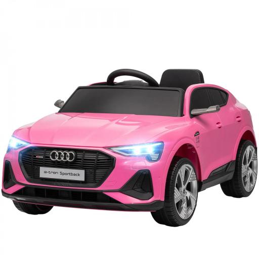 Coche de Batería para Niños 12V Audi E-tron con Mando a Distancia Faros Bocina Música Velocidad 3-5 km/h Rosa [9]