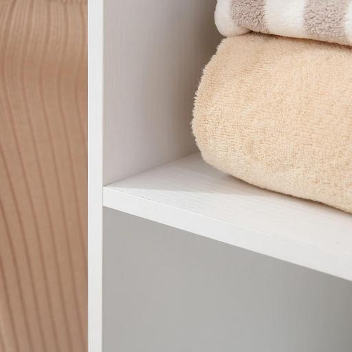 Armario para Ropa con Barra Estantes Abiertos Organizador para Colgar Ropa de Dormitorio 120x40x128 cm Blanco [3]