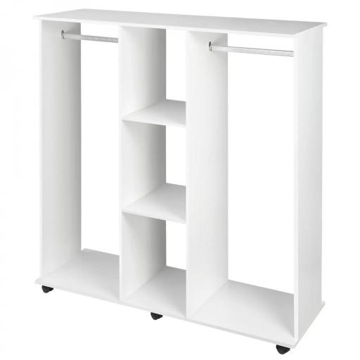 Armario para Ropa con Barra Estantes Abiertos Organizador para Colgar Ropa de Dormitorio 120x40x128 cm Blanco [6]